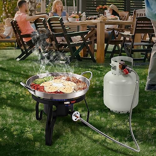 55,000BTU Propane Camping Stove with Large Surface - Outdoor Cooker for Turkey Fry & Boiling