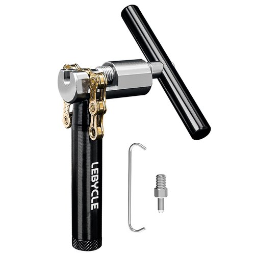 LEBYCLE Bike Chain Tool for 6-12 Speed Chains, Chain Breaker with Storage Base, HRC47/49 Hardened Steel, Extended Handle, Spare Pin & Chain Hook for Road and Mountain Bikes