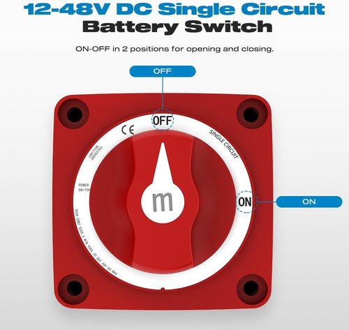 Malictele Battery Disconnect Switch - 300A Heavy Duty Cutoff Switch | Waterproof 12V-48V Power Kill Switch for Marine, RV, Car, Truck