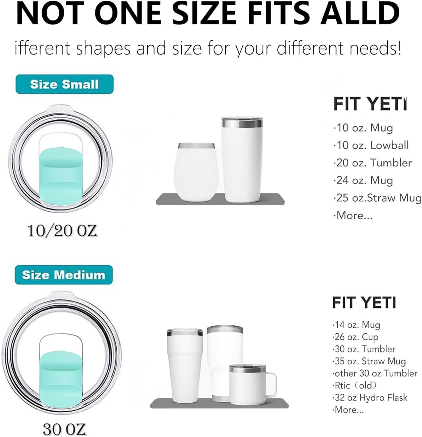 YETI Replacement Magnetic Lid Slider - Spill-Proof Tumbler Cover for 10oz to 30oz | 4 Pack