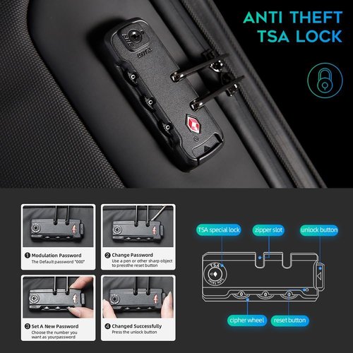 BANGE Anti-Theft Backpack with USB Charging Port for Men, 17.3 Inch Business Laptop Backpack, TSA Approved Lock & Waterproof Zippers, Large Travel Computer Bag