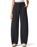 G4Free Fleece Lined Sweatpants Women Cotton Warm Yoga Pants Wide Leg with Pockets Comfy Warm Thermal Trouser((Black,M,29")