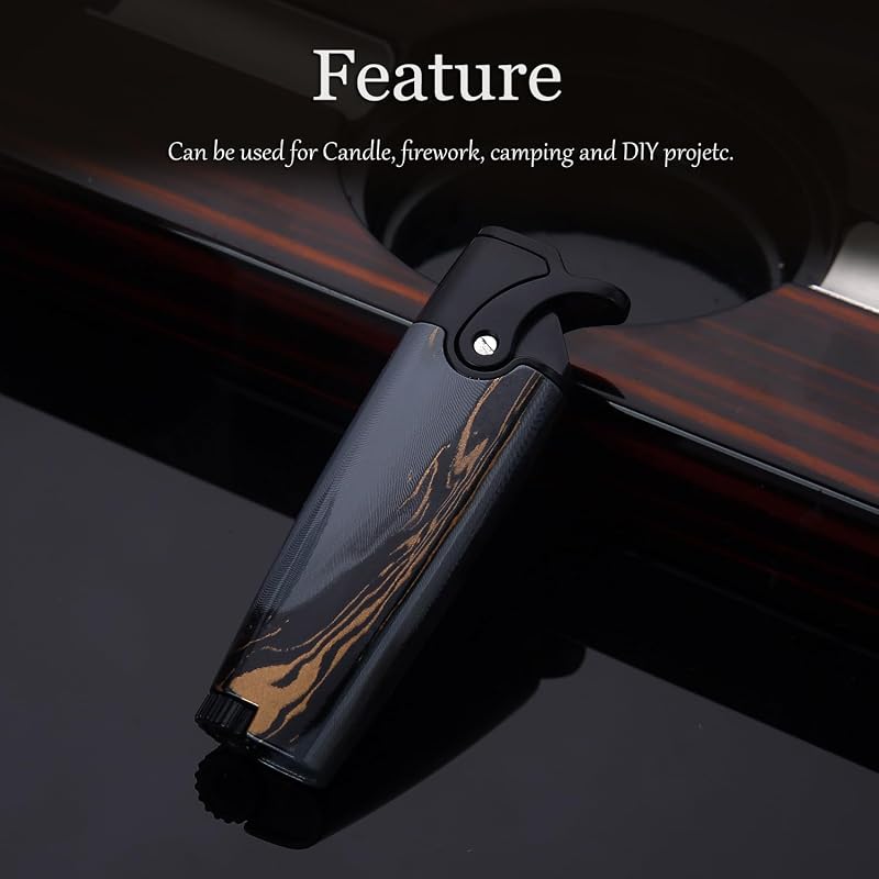 Honest Butane Torch Lighter Adjustable Refillable Pocket Torch - Black Marble