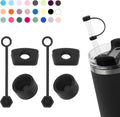 Stanley Silicone Spill Stopper Set - Compatible with 30oz & 40oz Cups | Includes Straw Cover (Set of 2, Black)
