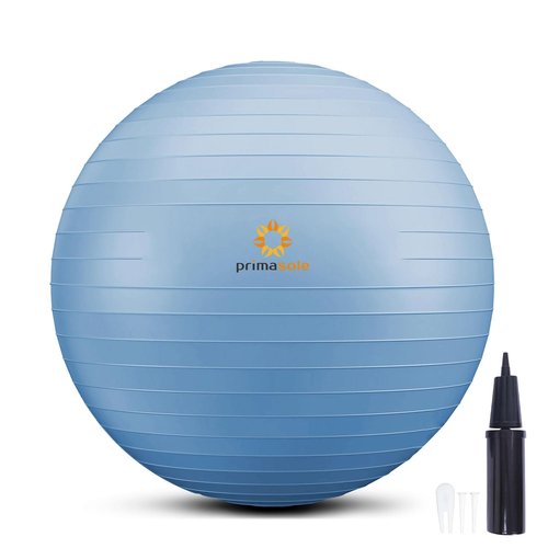 Primasole 45cm Anti-Burst Yoga Ball for Pilates, Core Strength, Pregnancy & Office Chair - Stability Ball for Home & Gym Workout (17.7 Inch, Pale Gray)‌