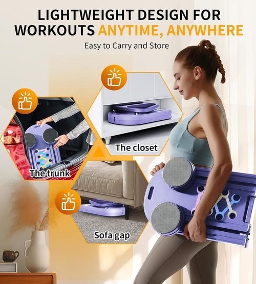 Pilates Board Foldable Pilates Reformer Equipment with Timer 7-in-1 Multi-Purpose Portable Pilates Reformer Machine Home Pilates Kit for Home Workout Fitness Exercise Abs