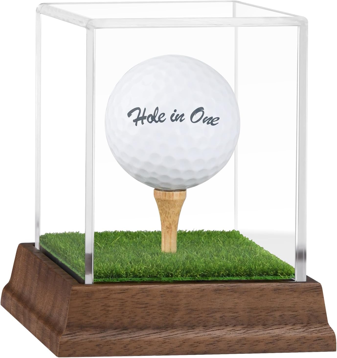Wanult Golf Ball Display Case - Premium Acrylic Holder with Wood Base & Lifelike Turf | Perfect for Memorabilia