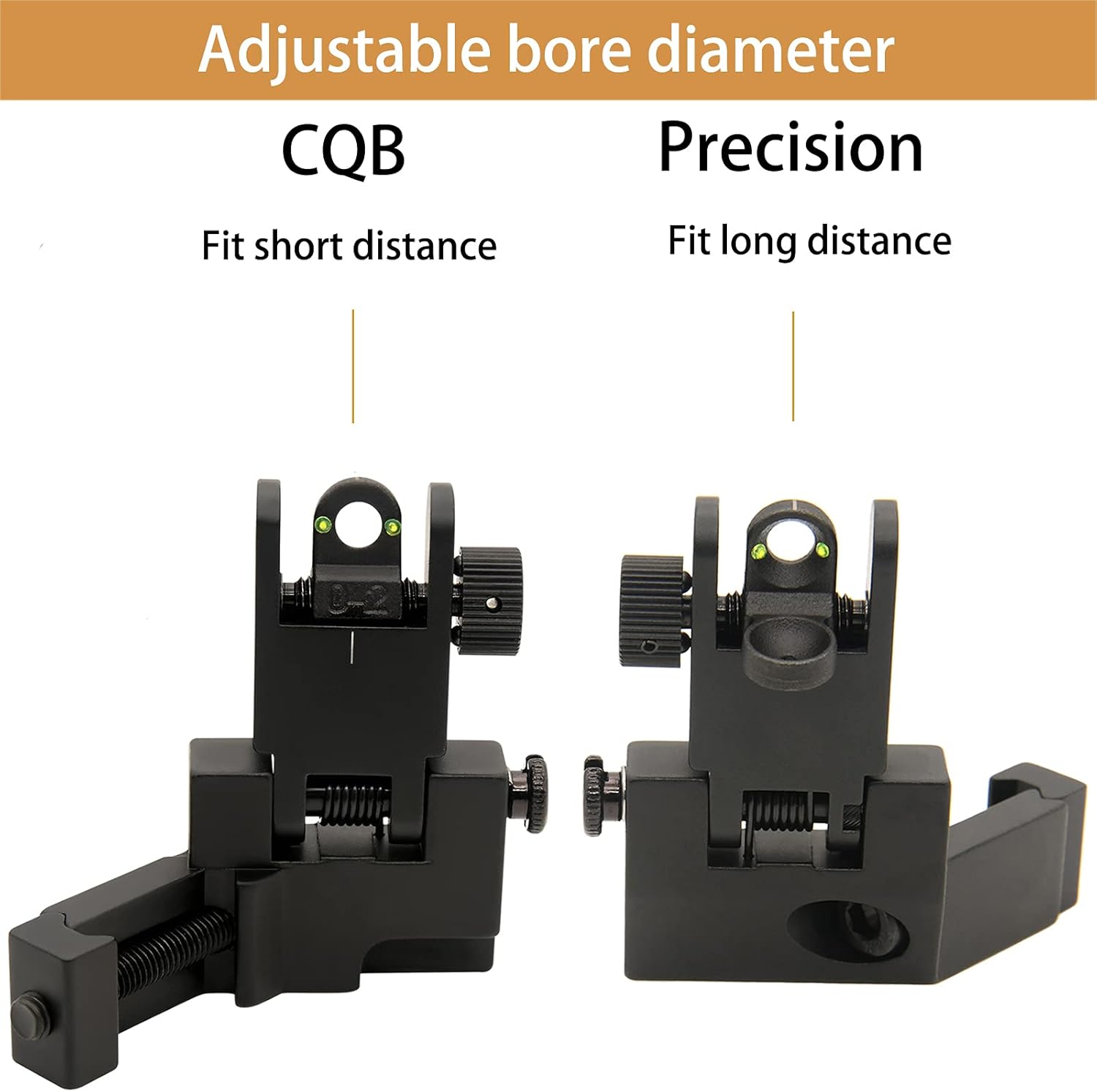 45 Degree Offset Flip Up Iron Sights - Low Profile Backup Fiber Optics with Red & Green Dots | Compatible with Picatinny Weaver Rails
