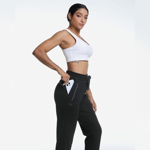 BROKIG Women's Cloudloft Joggers - Soft Athletic Tapered Pants with Zipper Pocket for Casual Lounge & Workout