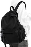 PAUBACK Black School Backpack - Waterproof Lightweight Book Bag for Girls, Teens & Women