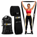 76" Premium Black Fabric Resistance Bands – Extra Long Non-Slip Stretch Bands for Exercise, Yoga & Physical Therapy – No Pinching & Snapping – Durable 3" Wide Extra Long Workout Strap for Pilates
