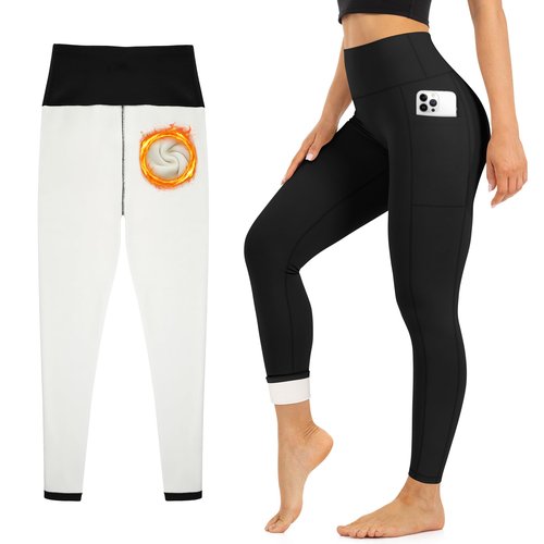 Blisset Women's Fleece Lined Leggings Thermal Warm Winter Tights High Waisted Soft Yoga Pants with Pockets