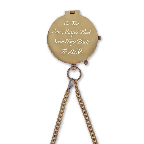 So You Can Always Find Your Way Back to Me” Engraved Brass Compass – Vintage Pocket Compass with Chain & Leather Case | Gift for Son, Daughter, Him, Her | Graduation, Anniversary