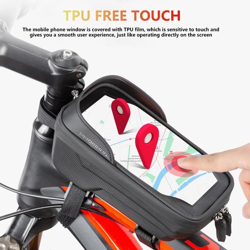 ZPZEZT Waterproof Bike Frame Bag - MTB/Road Bike Top Tube Phone Holder for Phones Under 7", Universal Bicycle Phone Pouch with Rain Cover & Shockproof Design, Commuter Cycling Accessories