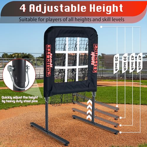ESUELITE Black Pro 9-Hole Pitching Net with Strike Zone - Portable Indoor/Outdoor Baseball & Softball Training Equipment