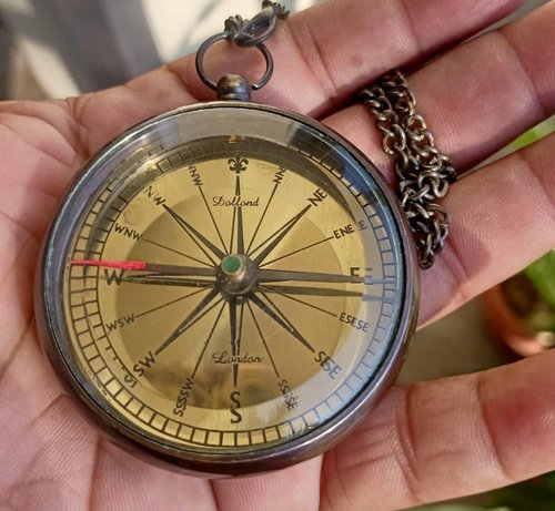 Calvin Handicrafts ® Solid Brass Nautical Dollond London Compass & Chain with Beautiful Leather Cover Handmade Brass Compass Vintage Stylish 2.5'' Brass Compass.