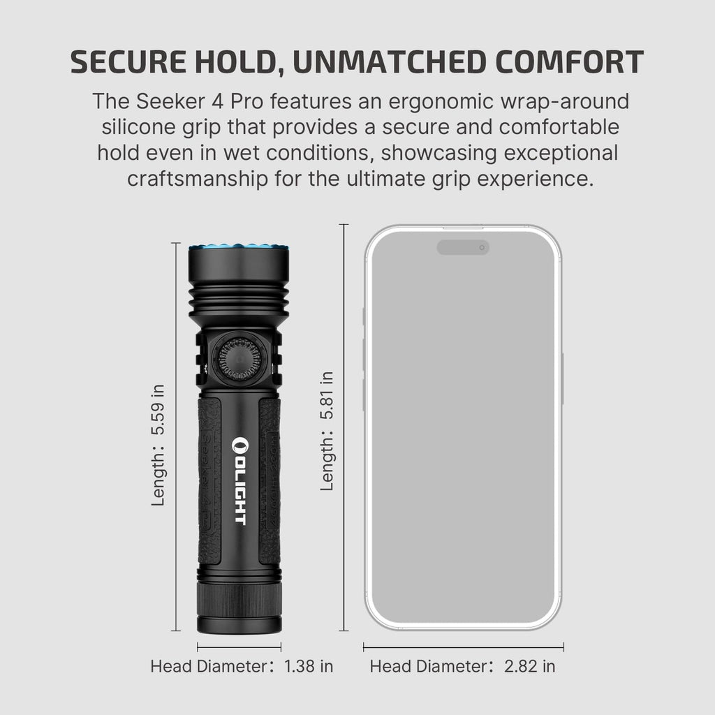 OLIGHT Seeker 4 Pro Rechargeable Flashlights, 4600 Lumens High Powerful Bright Light with USB C Holster, Waterproof IPX8 for Emergencies, Camping, Searching (Matte Black Cool White)