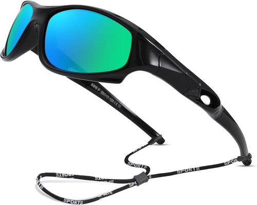 LIU·WEN Kids Polarized Sunglasses - Flexible Sports Glasses with Strap for Ages 4-12 | Ideal for Baseball & Beach