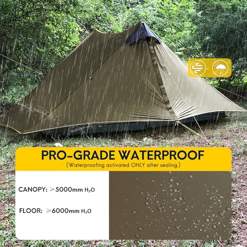 MIER 2-Person Ultralight Waterproof Backpacking Tent Khaki