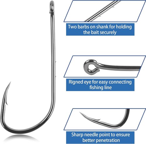 Baitholder Hooks Kit - 200pcs Barbed Shank Fishing Hooks | High Carbon Steel for Bass & Catfish
