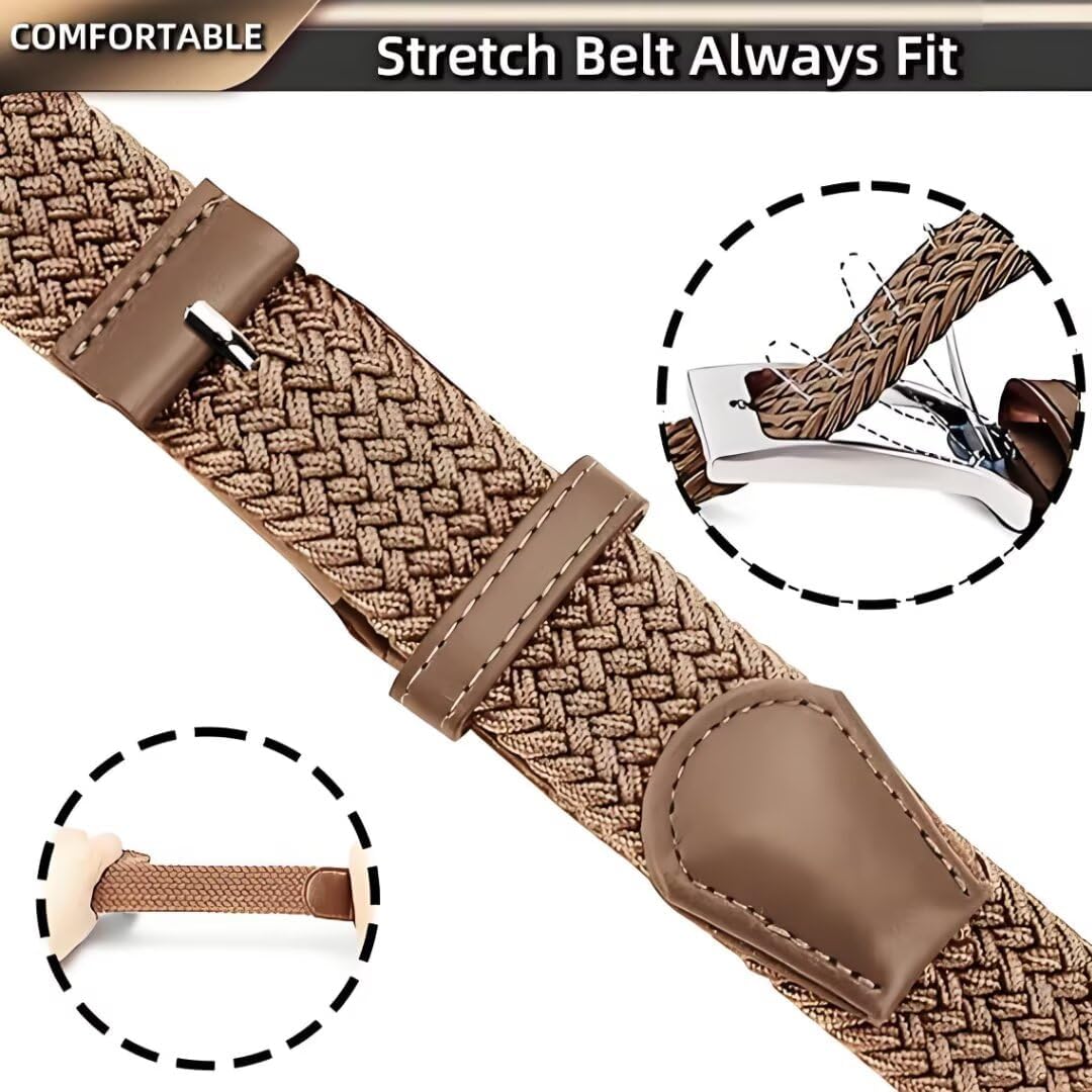 Skiennix Casual Stretch Belt for Men - Adjustable Braided Elastic Design | Perfect for Golf, Dress, Work