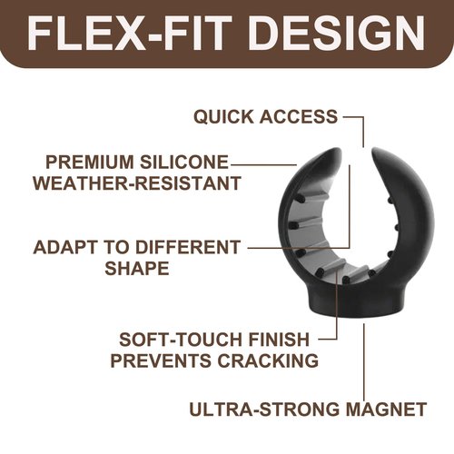 REFFU 2 Pack Convenient Magnetic Holder for Golf Cart, Portable Silicone Clip for Golf Carts, Golf Cart Holder, Magnetic Golf Cart Clip Accessories, 45-52 Ring Gauge, Fit for Golfing (2pc)