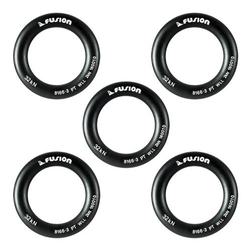 Fusion Climb Small 2-Inch Orange Black Aluminum O-Ring - Matte Black (5-Pack)
