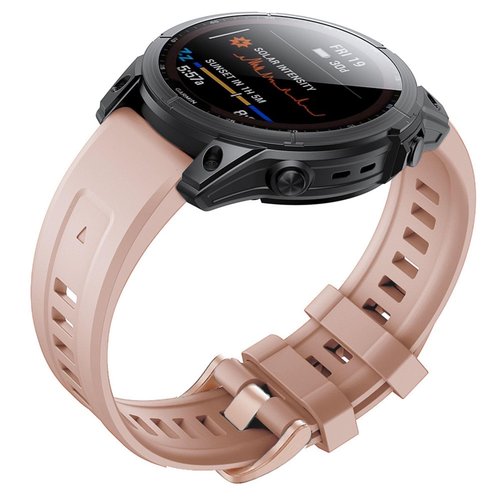 20mm Watch Band Replacement for Garmin fenix 5S/5S Plus/6S/7S/Instinct 2S/D2，Quick Fit silicone with rosegold buckle, WHITE and DUSTROSE Bundle