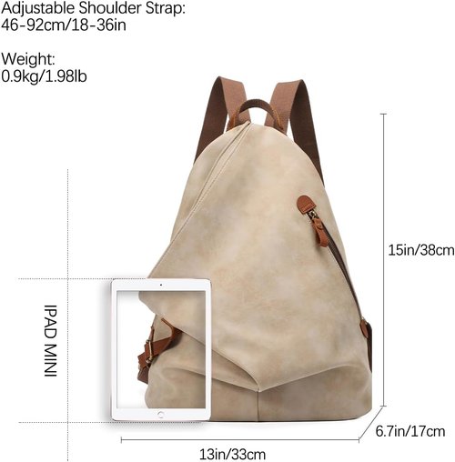 KL928 PU Leather Vintage Backpack - Large Casual Daypack for Outdoor Travel & Hiking