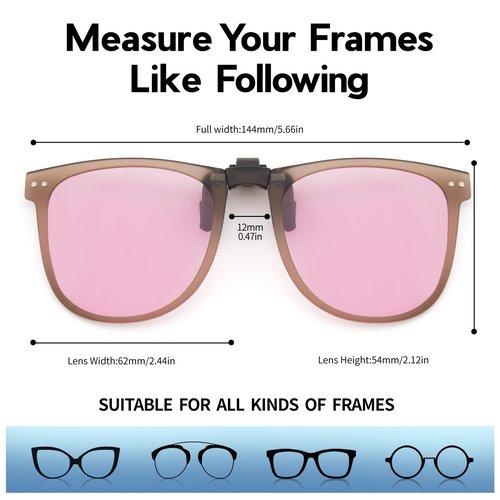 Solsun Polarized Clip on Sunglasses for Men Women UV Protection Anti Glare Driving Fishing Glasses (S12, Clip on-S12-Pink Coffee)