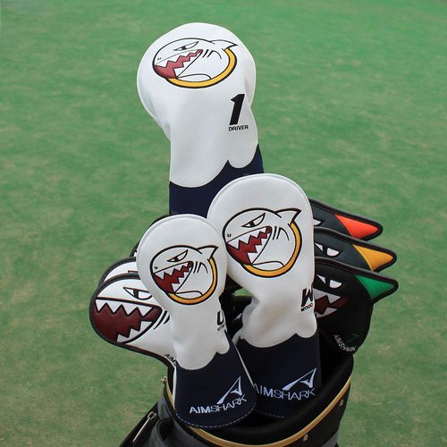 AIMSHARK Mark Golf Head Covers/Driver Cover/Fairway Wood Cover/Utility Cover (Mark Driver Cover White)