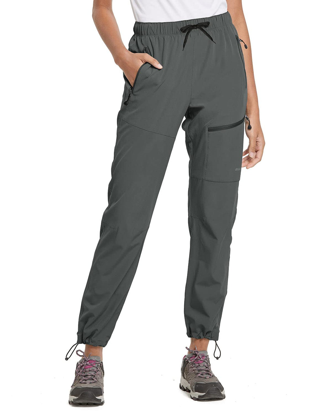 baleaf Women's Hiking Pants Quick Dry Lightweight Water Resistant Stretch Cargo Pants with Zipper Pockets Travel Camping 29''-Steel Gray S