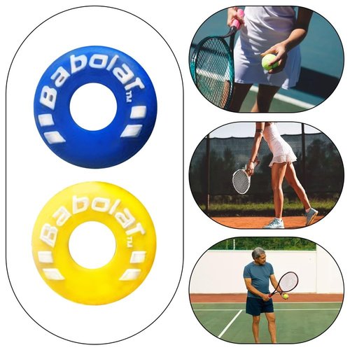 XIXILINRUIYUN 4 Piece Rubber Tire Shape Vibration Dampener Perdurable Tennis Racket Shock Absorber Soft Tennis Accessory Great for Tennis Players (Blue&Yellow)