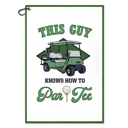 Juoqg This Guy Know How To Par Tee Golf Towel, Funny Golf Bag Towel With Clip, Golfing Accessories for Men, Golfing Gifts for Son Dad Grandpa, Father Day Birthday Retirement Gifts for Golfer Sport Fan