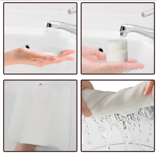 48PCS Extra Large Disposable Washcloths for Travel, Compressed Face Towels Tablets, Extra Large and Thick Reusable Wash Cloth, Compact for Travel, Camping, Hiking, Beauty Salon, 24x12 in