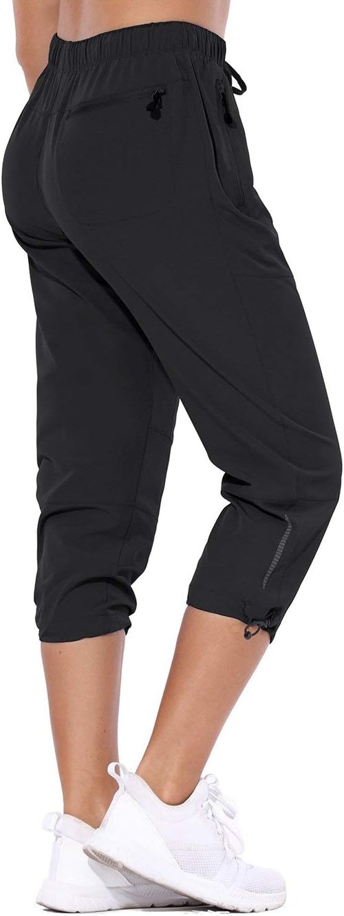 Baleaf Women's Hiking Cargo Capris - Lightweight, Water-Resistant Pants with UPF 50 & Zipper Pockets