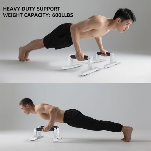 BESTWEI Wooden Parallettes Push Up Bars for Floor, Strength Training Pushup Stands Handles for Home Calisthenics, Fitness, Floor Workouts Solid Wood with White Metal Bracket, Support 500 lbs