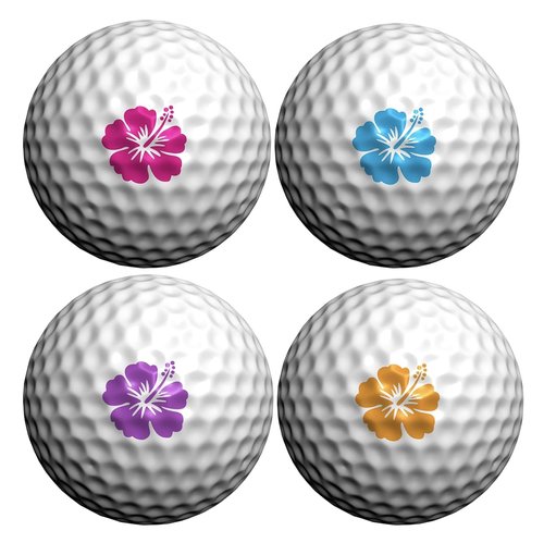 Golfdotz - USGA Rule Conforming Golf Ball Markers, Golf Ball Stickers for Marking Balls, No More Smearing from Stamps, Gifts for Golfers, Dads, and Retirees, (Tropical Flower; 32-Count)