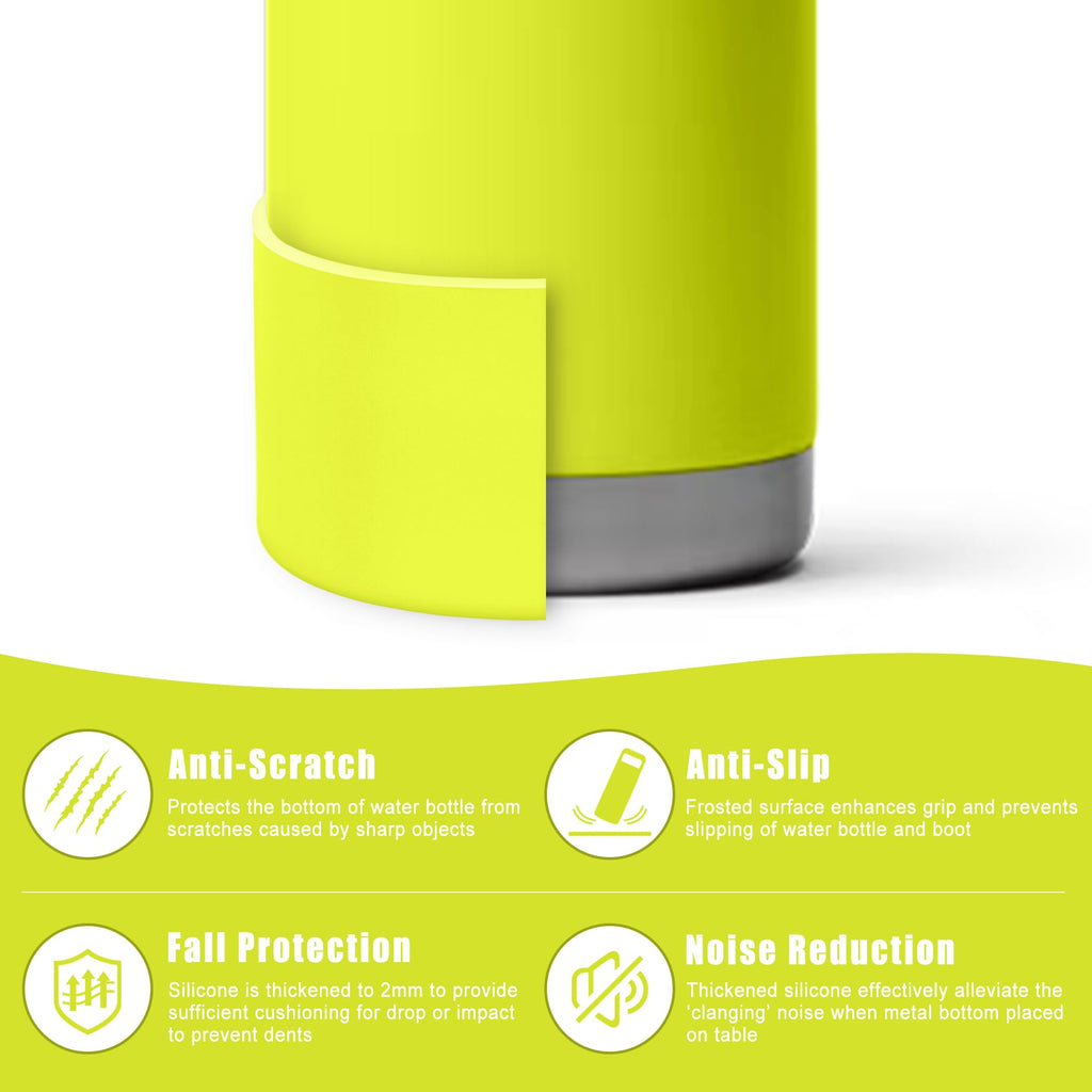 Mokoart Silicone Boot Compatible with YETI Kids Water Bottle 12 oz and Rambler 18 oz Bottle, Anti-Slip Sleeve Bottom Protector Accessories for YETI Rambler 12/18oz (Firefly Yellow)