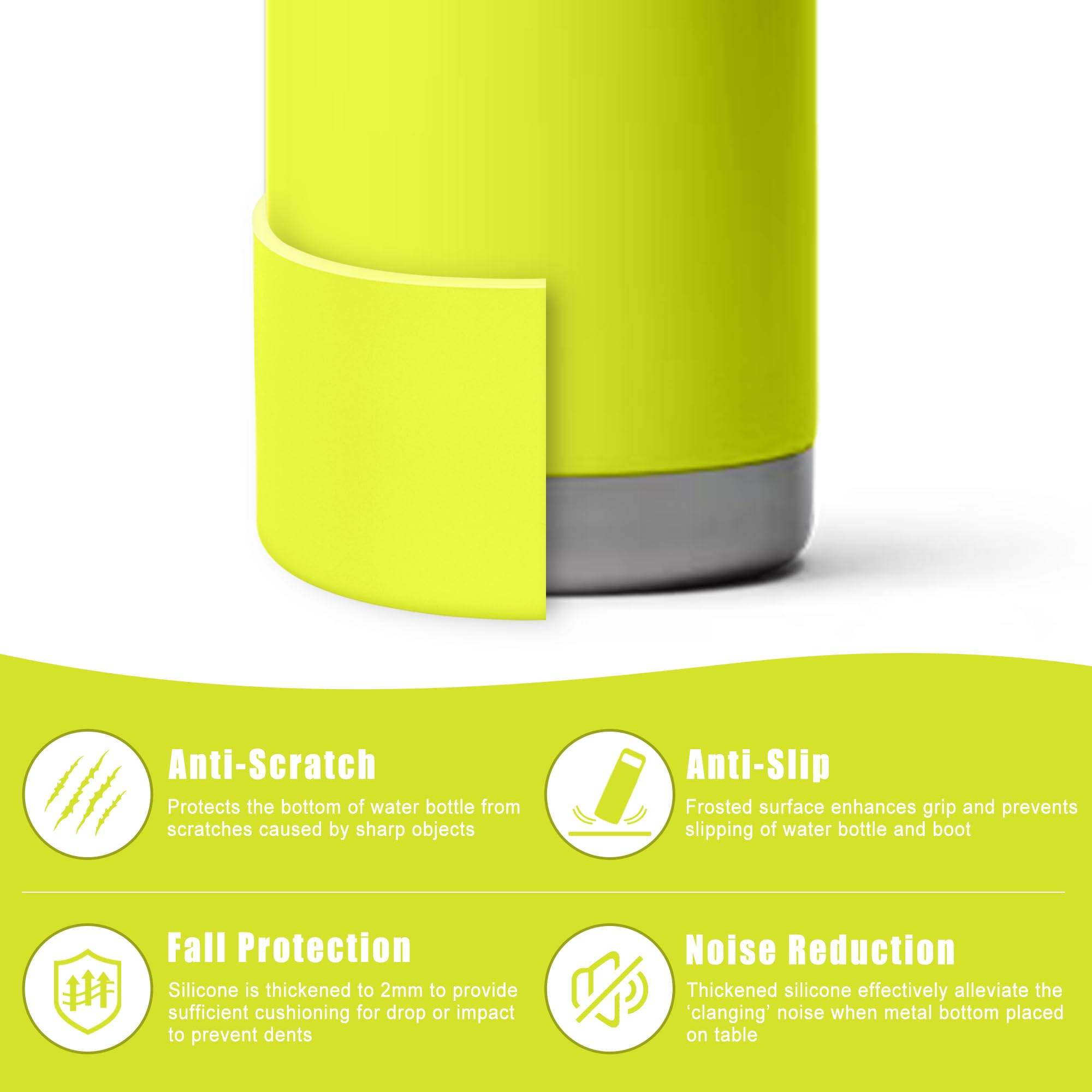 Mokoart Silicone Boot Compatible with YETI Kids Water Bottle 12 oz and Rambler 18 oz Bottle, Anti-Slip Sleeve Bottom Protector Accessories for YETI Rambler 12/18oz (Firefly Yellow)