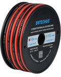 BNTECHGO 10 Gauge Silicone Wire Spool - Flexible Red & Black 25ft High-Temperature 600V Cable for LED Strips