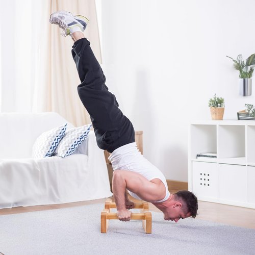 TOPZEA 2 Pcs Wooden Parallettes Push Up Bars, Solid Beech Wood Calisthenics Equipment Non-Slip Push Up Handle Stand for Handstand & Strength Training, Calisthenics, Home Gym & Floor Workouts