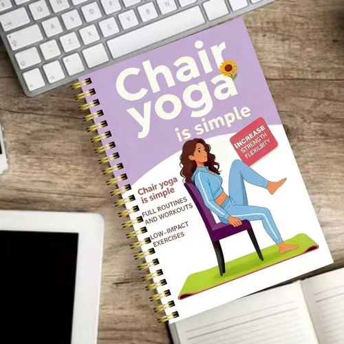30-Day Chair Yoga Guide by [Brand Name] - 60 Workouts for Weight Loss & Flexibility | Spiral Bound, 5.5x8.3 Inch, Purple