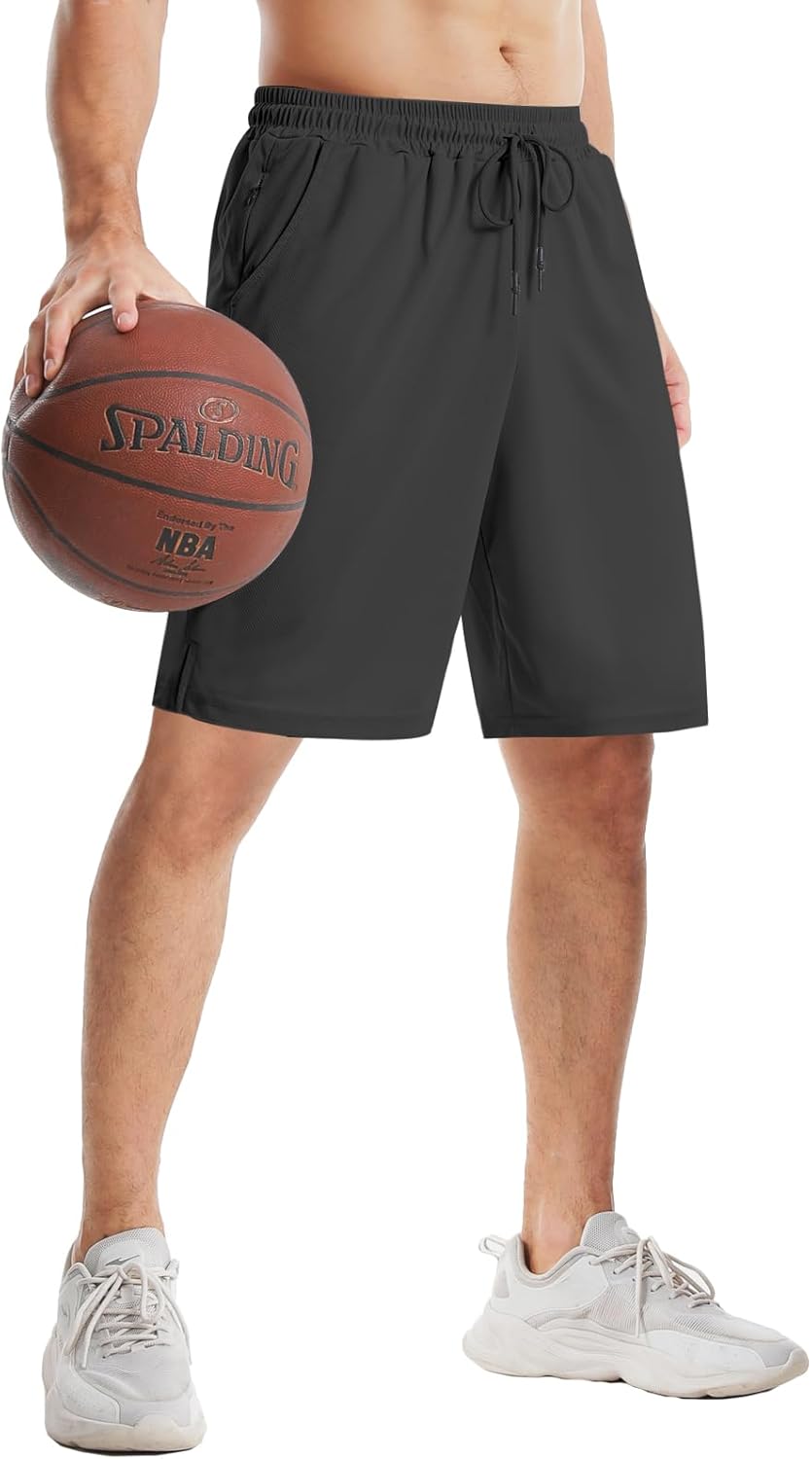 Aolesy Men's Basketball Shorts - Lightweight Quick-Dry Athletic Gym Shorts with Zipper Pockets | 7"/9" Sizes