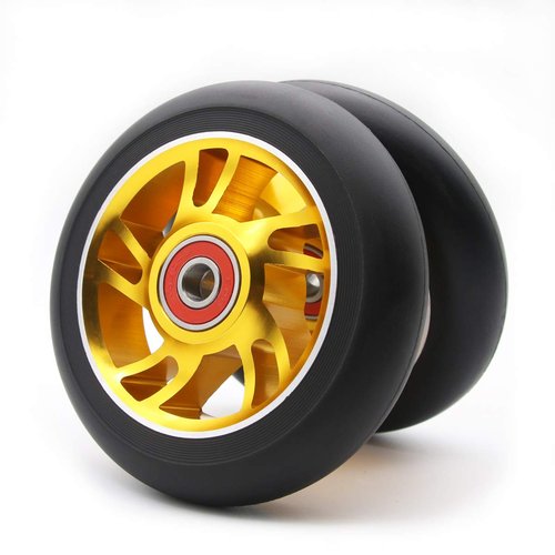 2pcs Replacement 100mm Pro Scooter Wheels with Abec 9 Bearings for MGP/Razor/Lucky/Envy Pro Scooters (Gold)