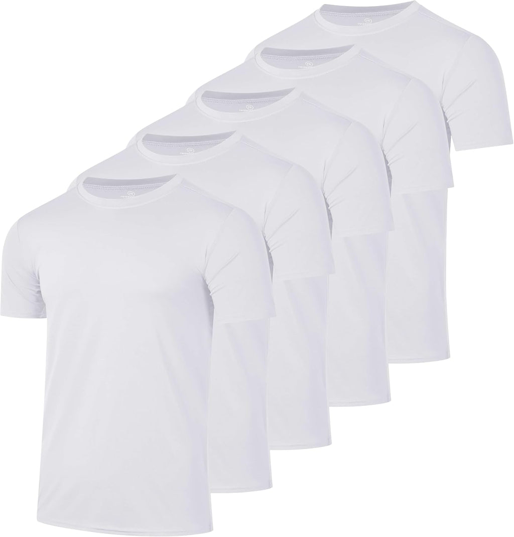 Real Essentials Men's Dry-Fit Short Sleeve Crew Neck T-Shirts - 5 Pack for Fitness & Gym Workouts
