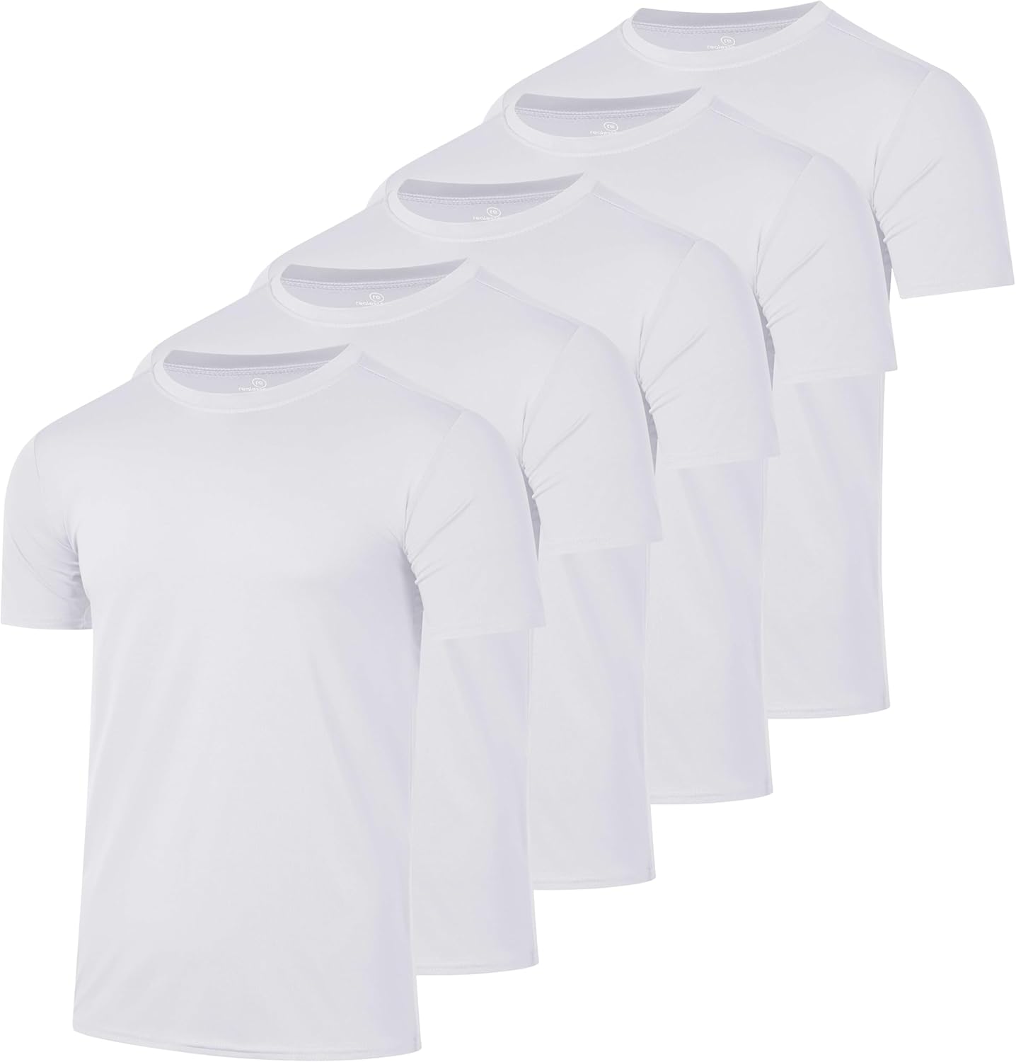 Real Essentials Men's Dry-Fit Short Sleeve Crew Neck T-Shirts - 5 Pack for Fitness & Gym Workouts