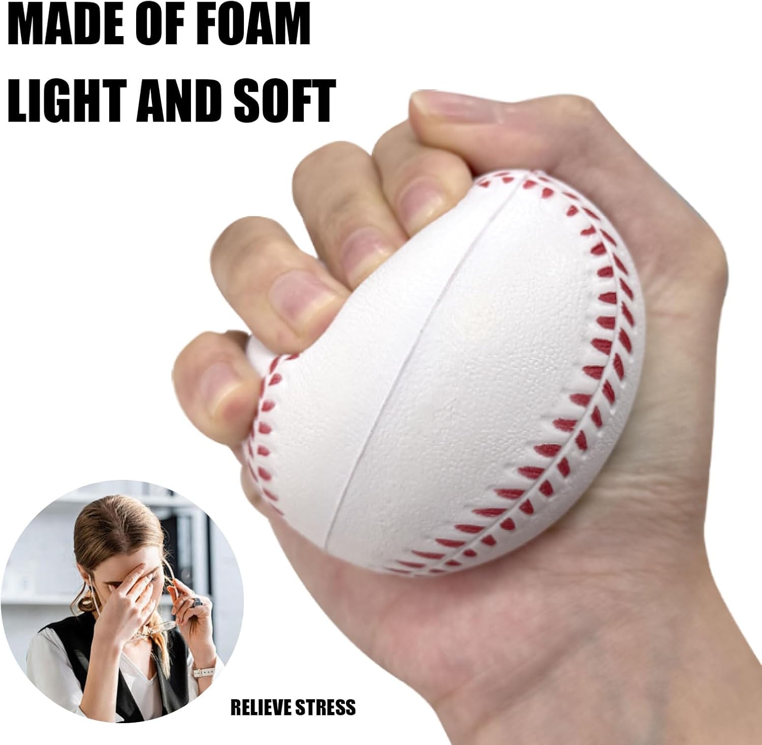 Skiennix Foam Baseballs - 12 Pack Soft Training Balls with Mesh Bag for Indoor/Outdoor Use - White