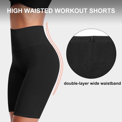 K-CHEONY Women's High Waisted Biker Shorts - Anti-Chafing Cotton Yoga Workout Underwear