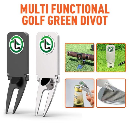 Magnetic Golf Divot Repair Tool and Ball Marker, 4 in 1 Golf Accessory Tool, Opener - Club Tee - Groove Cleaner - Putting Alignment - Designed to Be the Ultimate Tool for the Green-White